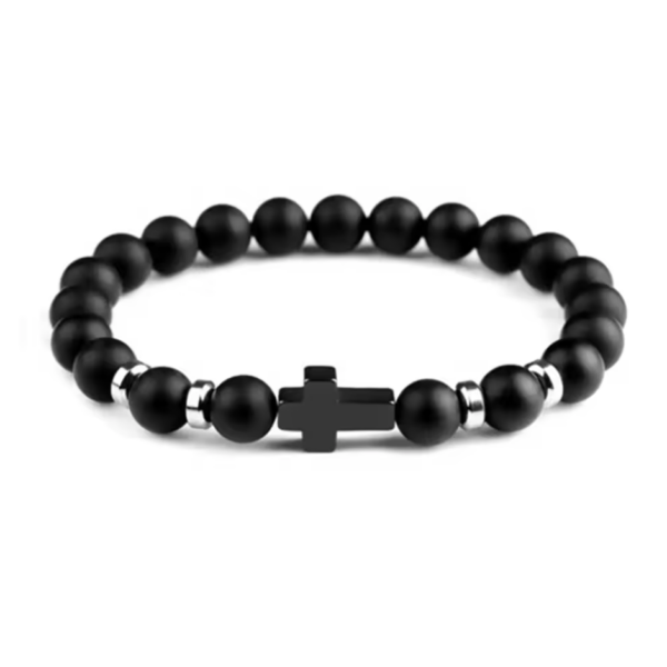 cross bead bracelet black